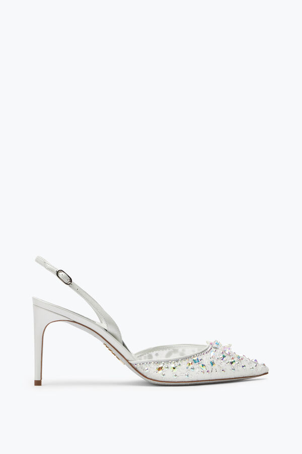 gioiello cenerentola bianco slingback con crystal 80 rene caovilla