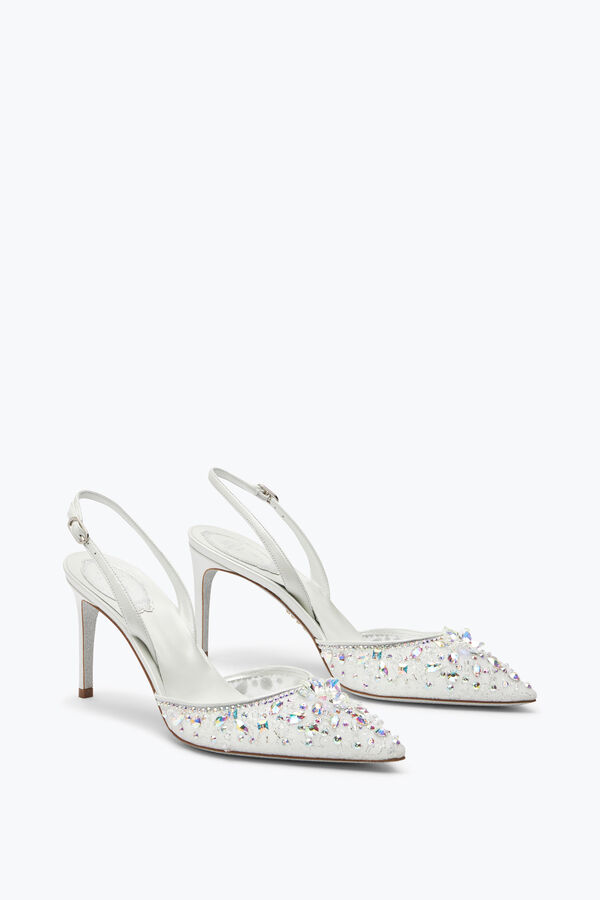 gioiello cenerentola bianco slingback con crystal 80 rene caovilla