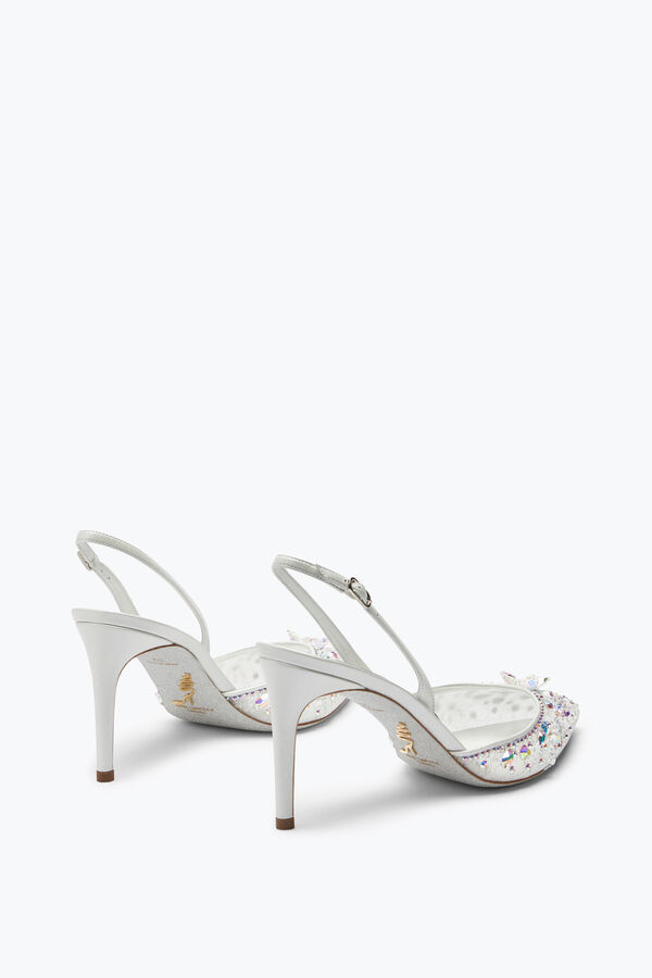 gioiello cenerentola bianco slingback con crystal 80 rene caovilla