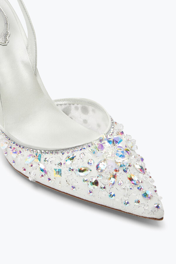 gioiello cenerentola bianco slingback con crystal 80 rene caovilla