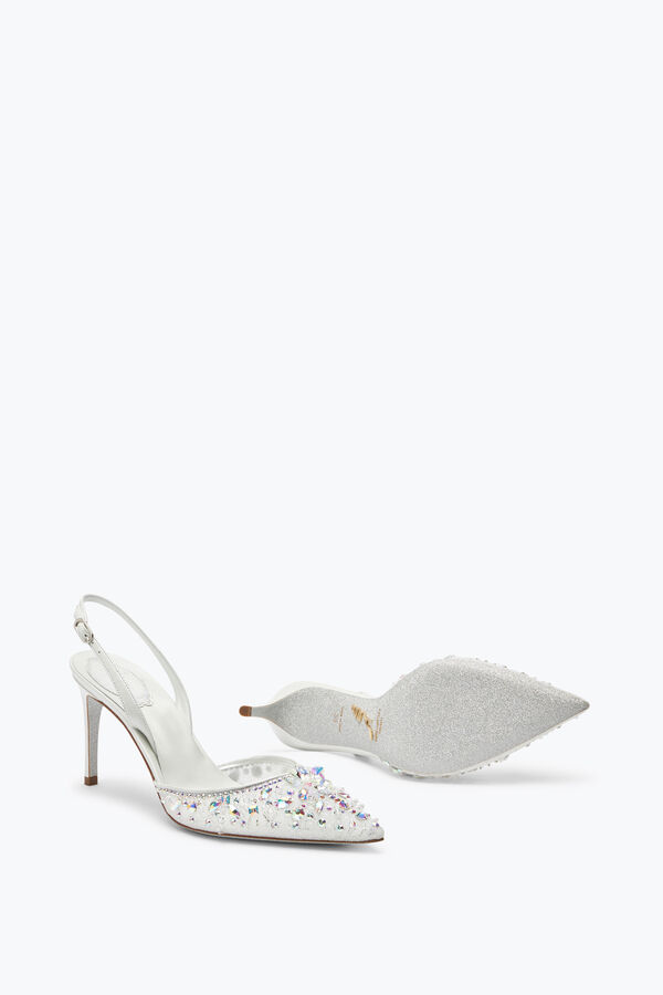 gioiello cenerentola bianco slingback con crystal 80 rene caovilla