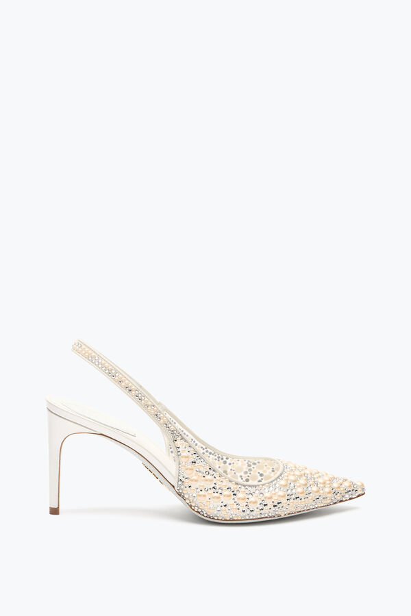 gioiello con perla bianca slingback 80 rene caovilla