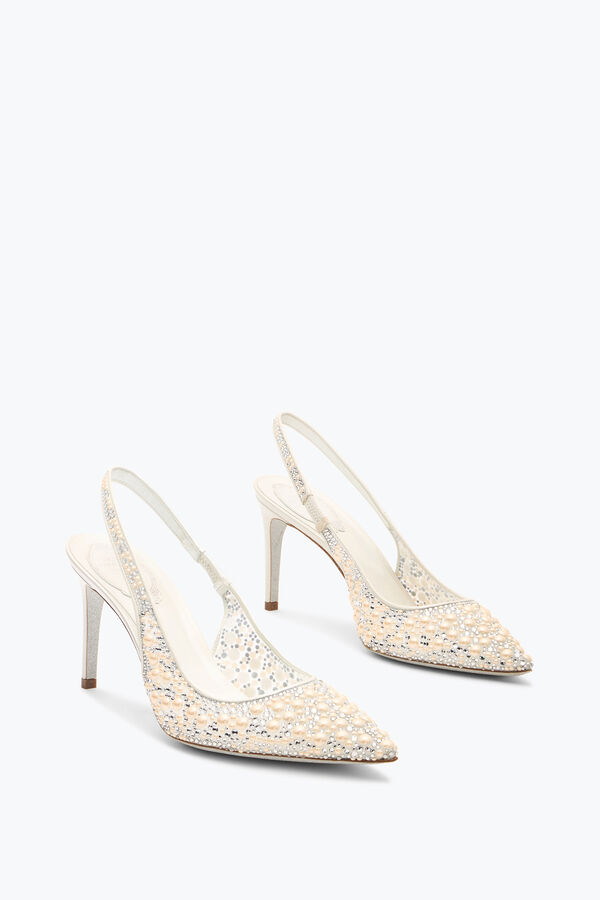 gioiello con perla bianca slingback 80 rene caovilla