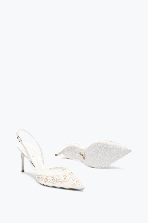 gioiello fiore bianco slingback 80 rene caovilla