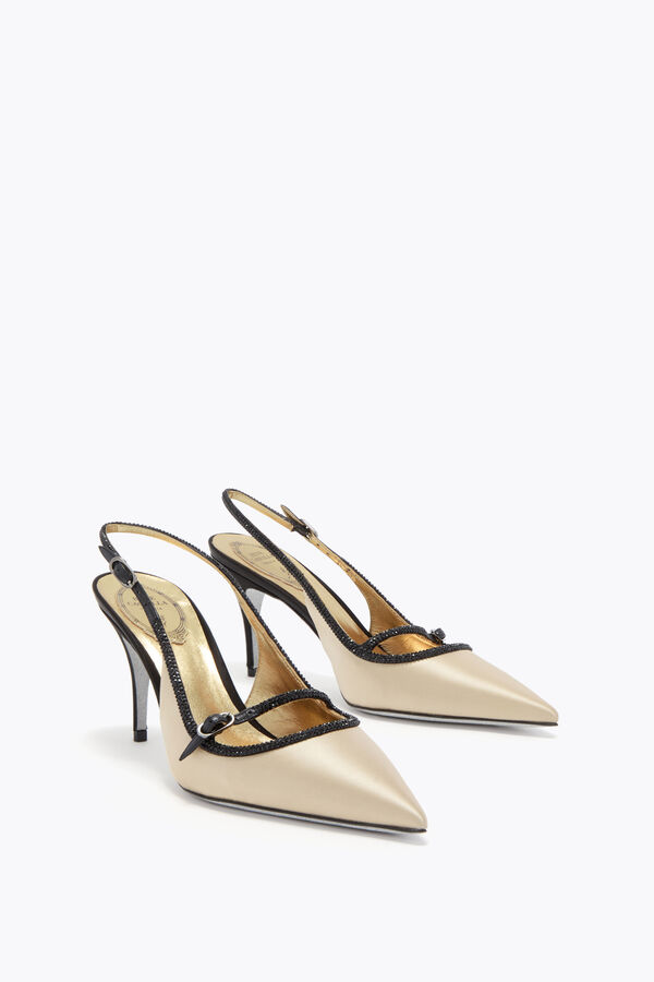 gioiello lily nero e champagne slingback 80 rene caovilla
