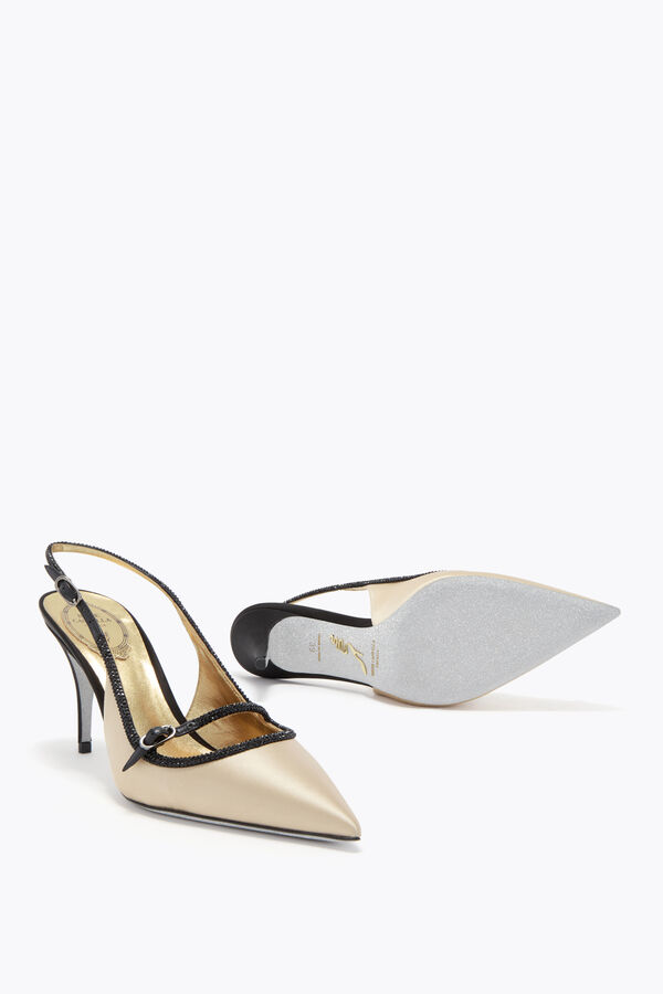 gioiello lily nero e champagne slingback 80 rene caovilla