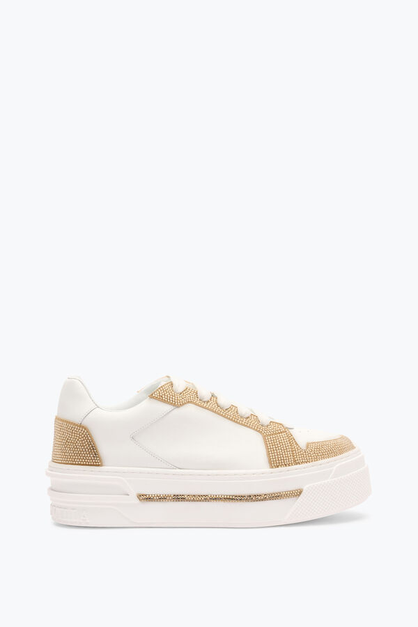 gioiello xtra bianco oro sneakers con cristalli di 50 rene caovilla