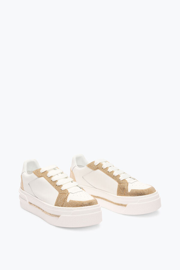 gioiello xtra bianco oro sneakers con cristalli di 50 rene caovilla