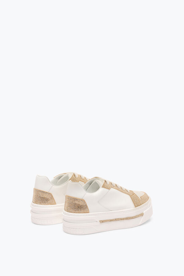 gioiello xtra bianco oro sneakers con cristalli di 50 rene caovilla