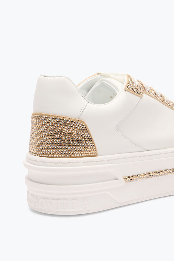 gioiello xtra bianco oro sneakers con cristalli di 50 rene caovilla