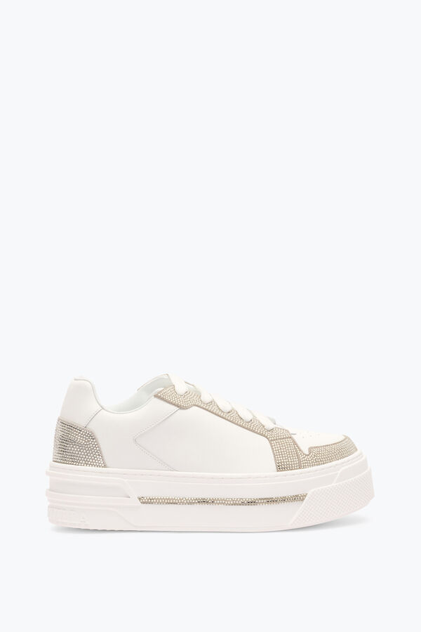 gioiello xtra bianco-argento sneakers con cristalli di 50 rene caovilla