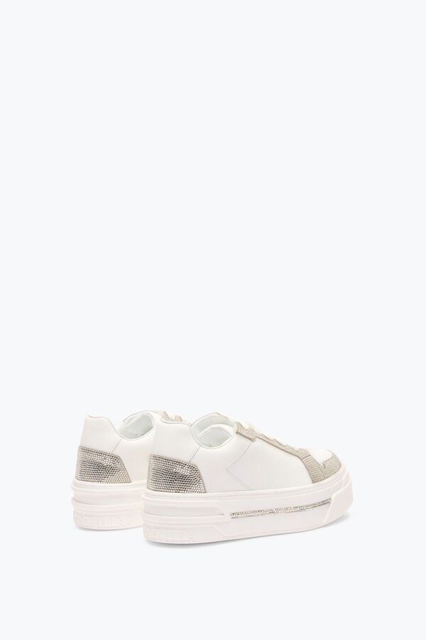gioiello xtra bianco-argento sneakers con cristalli di 50 rene caovilla