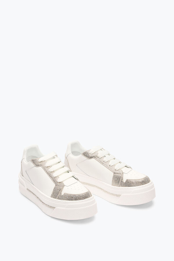 gioiello xtra bianco-argento sneakers con cristalli di 50 rene caovilla
