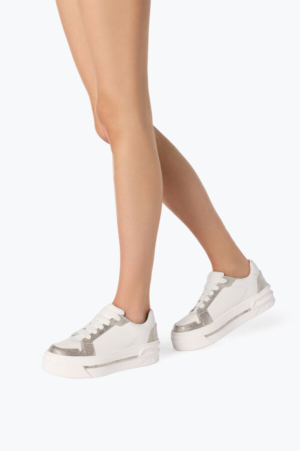 gioiello xtra bianco-argento sneakers con cristalli di 50 rene caovilla