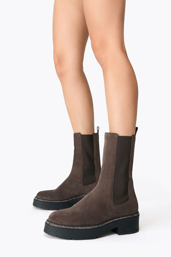 gioiello bika marrone ankle boot con cristalli 50 rene caovilla
